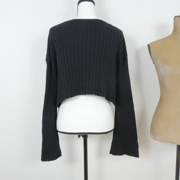 Seek The Label Black Ribbed Cropped Long Sleeve Size Small Sweater - Picture 8 of 11